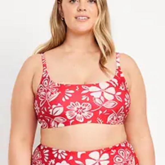 NWT OLD NAVY Scoop-Neck Bikini Swim Tops Color: Bold Red Floral - Picture 8 of 11